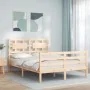 Estructura de cama con cabecero madera maciza 120x200 cm de vidaXL, Camas y somieres - Ref: Foro24-3194436, Precio: 117,33 €,...