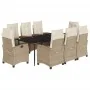 Set comedor de jardín 9 pzas con cojines ratán sintético beige by , Garden sets - Ref: Foro24-3212811, Price: 1,00 €, Discoun...