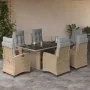 Set comedor de jardín 7 pzas con cojines ratán sintético beige de , Conjuntos de jardín - Ref: Foro24-3212928, Precio: 939,83...