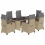 Set comedor de jardín 7 pzas con cojines ratán sintético beige de , Conjuntos de jardín - Ref: Foro24-3212928, Precio: 939,83...