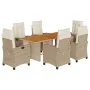 Set comedor de jardín 7 pzas con cojines ratán sintético beige de , Conjuntos de jardín - Ref: Foro24-3212942, Precio: 988,32...