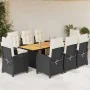 Set de comedor de jardín 9 pzas y cojines ratán sintético negro | Foro24.es | Tu tienda online para hogar, jardín y más Foro24.es