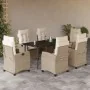Set comedor de jardín 7 pzas con cojines ratán sintético beige | Foro24.es | Tu tienda online para hogar, jardín y más Foro24.es