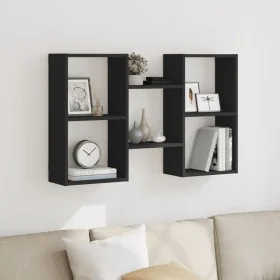 Estantería de pared madera de ingeniería negro