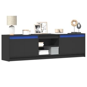 Mueble de TV con LED madera de ingeniería negro