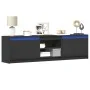 Mueble de TV con LED madera de ingeniería negro 180x34x50 cm by , TV Furniture - Ref: Foro24-3307913, Price: 173,02 €, Discou...