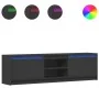 Mueble de TV con LED madera de ingeniería negro 180x34x50 cm by , TV Furniture - Ref: Foro24-3307913, Price: 173,02 €, Discou...