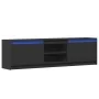Mueble de TV con LED madera de ingeniería negro 180x34x50 cm by , TV Furniture - Ref: Foro24-3307913, Price: 173,02 €, Discou...