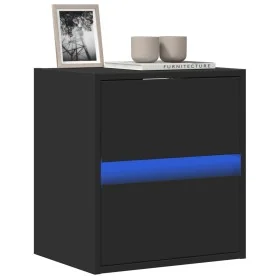 Mueble de TV de pared con luces LED negro