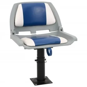 Asientos plegables de barco 2 uds azul y blanco