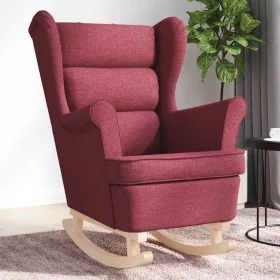 Silla mecedora de tela rojo vino tinto 74x90x102
