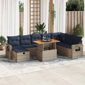Set sofás jardín y cojines 9 pzas ratán sintético acacia gris von , Gartensets - Ref: Foro24-3328048, Preis: 683,47 €, Rabatt...