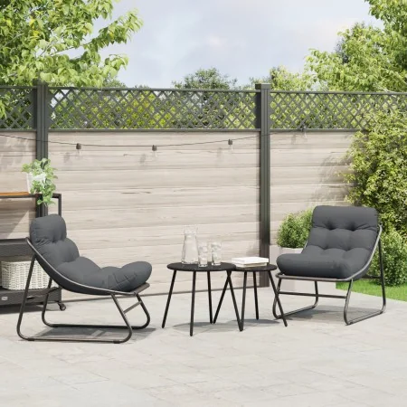 Sillas de Jardín 2 pcs con Cojín Negro 60x80x71 cm Acero de , Sillas de jardín - Ref: Foro24-42008029, Precio: 138,44 €, Desc...
