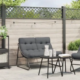 Comprar Banco de jardín con cojín negro 110x80x71