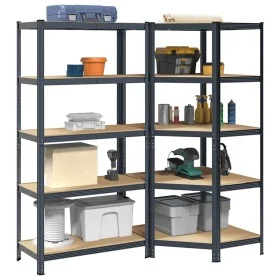 Juego 2 estantes 5 niveles acero antracita y madera industrial von , Industrieregale - Ref: Foro24-3307615, Preis: 157,81 €, ...