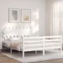 Weißer Massivholzbettrahmen mit Kopfteil 160x200 cm von vidaXL, Betten und Lattenroste - Ref: Foro24-3195297, Preis: 142,13 €...