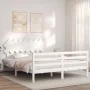 White solid wood bed frame with headboard 160x200 cm by vidaXL, Beds and slatted bases - Ref: Foro24-3195297, Price: 142,13 €...