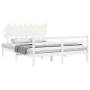 White solid wood bed frame with headboard 160x200 cm by vidaXL, Beds and slatted bases - Ref: Foro24-3195297, Price: 142,13 €...