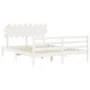White solid wood bed frame with headboard 160x200 cm by vidaXL, Beds and slatted bases - Ref: Foro24-3195297, Price: 142,13 €...