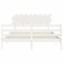 White solid wood bed frame with headboard 160x200 cm by vidaXL, Beds and slatted bases - Ref: Foro24-3195297, Price: 142,13 €...