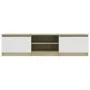 Mueble de TV madera contrachapada blanco y roble 140x40x35,5 cm | Foro24.es | Tu tienda online para hogar, jardín y más Foro24.es