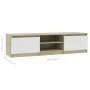 Mueble de TV madera contrachapada blanco y roble 140x40x35,5 cm | Foro24.es | Tu tienda online para hogar, jardín y más Foro24.es