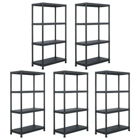 Estantería de plástico 5 unidades 60x30x138 cm negro de , Estanterías industriales - Ref: Foro24-276252, Precio: 174,71 €, De...