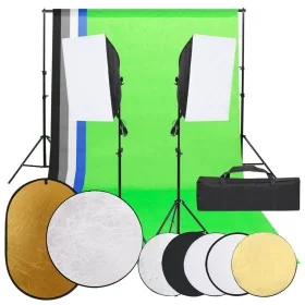 Kit de estudio fotográfico con set de luces, fondo y reflector de , Flashes e iluminaciones de estudio - Ref: Foro24-3094733,...