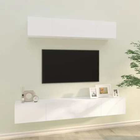 Set de muebles para TV 4 piezas madera contrachapada blanco by , TV Furniture - Ref: Foro24-3114526, Price: 177,46 €, Discoun...