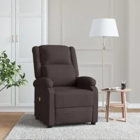 Sillón de masaje de tela marrón oscuro