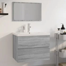 Set de muebles de baño madera contrachapada gris