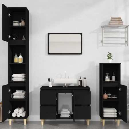 Juego de muebles de baño 3 pzas madera contrachapada negro by , Bathroom furniture - Ref: Foro24-3185598, Price: 201,32 €, Di...