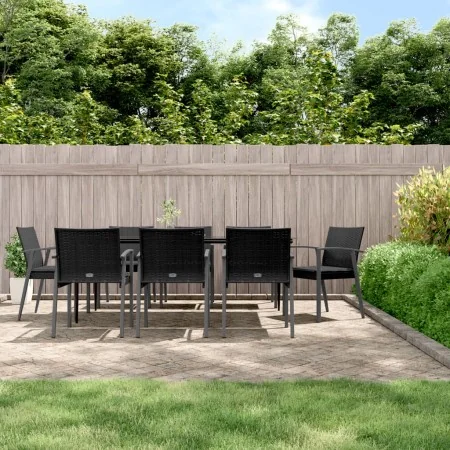 Juego comedor jardín 9 piezas y cojines ratán sintético y acero by , Garden sets - Ref: Foro24-3186984, Price: 800,15 €, Disc...