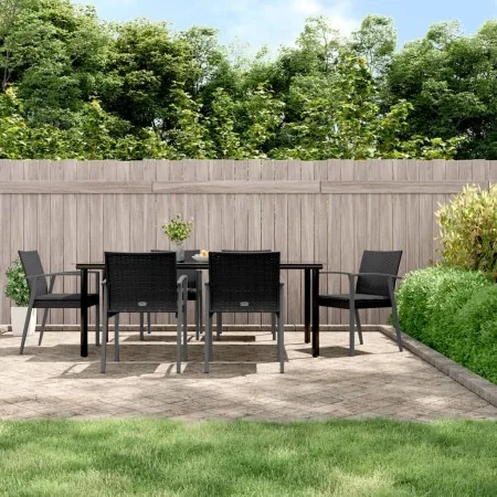 Juego comedor jardín 7 piezas y cojines ratán sintético y acero by , Garden sets - Ref: Foro24-3186999, Price: 655,42 €, Disc...