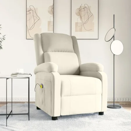 Sillón de masaje de terciopelo blanco crema | Foro24.es | Tu tienda online para hogar, jardín y más Foro24.es