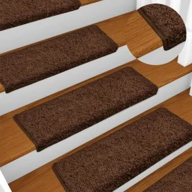 Alfombras de peldaños de escalera 15 uds marrón