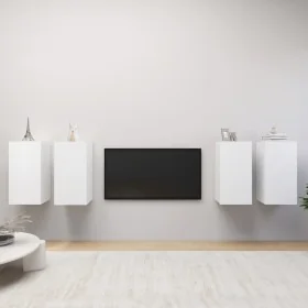 Muebles de salón 4 uds madera ingeniería blanco 30,5x30x60 cm by , TV Furniture - Ref: Foro24-3078740, Price: 130,10 €, Disco...