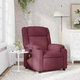 Sillón de masaje reclinable de tela color vino