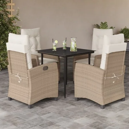Set comedor de jardín 5 pzas con cojines ratán sintético beige by , Garden sets - Ref: Foro24-3212803, Price: 614,56 €, Disco...