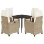 Set comedor de jardín 5 pzas con cojines ratán sintético beige by , Garden sets - Ref: Foro24-3212803, Price: 614,56 €, Disco...