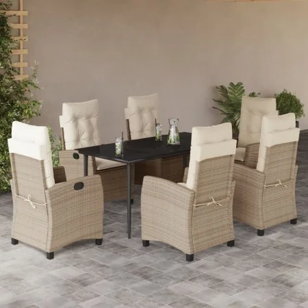 Set comedor de jardín 7 pzas con cojines ratán sintético beige by , Garden sets - Ref: Foro24-3212808, Price: 919,71 €, Disco...