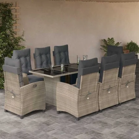 Set comedor de jardín 9 pzas cojines ratán sintético gris claro von , Gartensets - Ref: Foro24-3212931, Preis: 1,00 €, Rabatt...