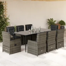 Set comedor jardín 9 pzas y cojines ratán sintético gris de , Conjuntos de jardín - Ref: Foro24-3262860, Precio: 1,00 €, Desc...