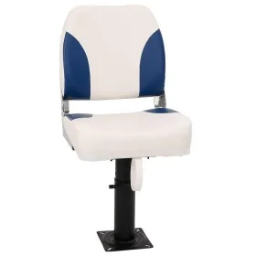Asientos plegables de barco 2 uds azul y blanco