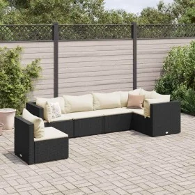 Set muebles de jardín 6 piezas y cojines ratán sintético negro de , Conjuntos de jardín - Ref: Foro24-3308168, Precio: 507,60...