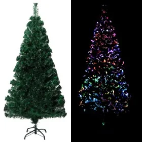 Árbol de Navidad artificial y soporte verde fibra