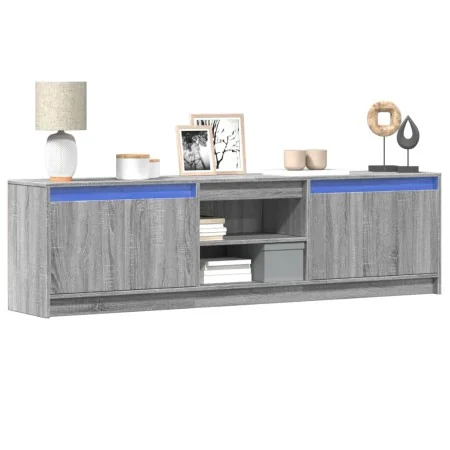 Mueble de TV con LED madera ingeniería gris Sonoma 180x34x50 cm by , TV Furniture - Ref: Foro24-3307917, Price: 161,15 €, Dis...