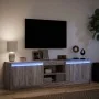 Mueble de TV con LED madera ingeniería gris Sonoma 180x34x50 cm by , TV Furniture - Ref: Foro24-3307917, Price: 161,15 €, Dis...
