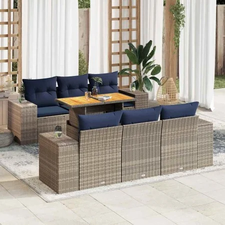 Set de sofás de jardín 7 pzas con cojines ratán sintético gris | Foro24.es | Tu tienda online para hogar, jardín y más Foro24.es