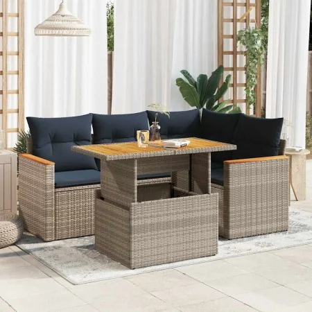 Juego de sofás jardín con cojines 5 pzas ratán sintético gris | Foro24.es | Tu tienda online para hogar, jardín y más Foro24.es